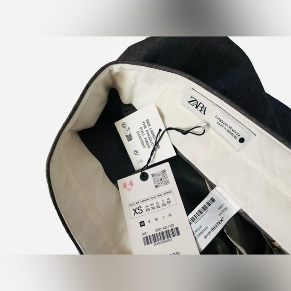 ZARA WOMAN XS ZW COLLECTION STRAIGHT-FIT WOOL TROUSERS Pants GREY New - Picture 7 of 11